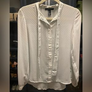 Forever 21 - Small - Sheer white blouse with black polka dots